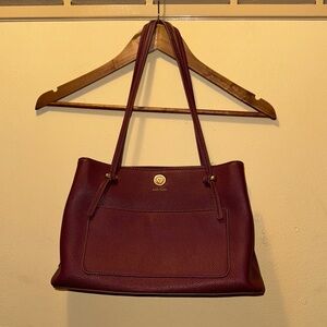 Anne Klein Red Triple Compartment Satchel, Faux Leather